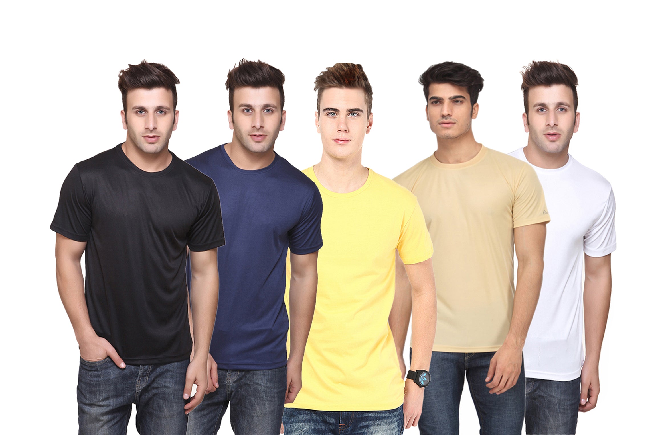 Ketex Polyester Dri-Fit Half Sleeves Round Neck T-Shirt ( Pack of 4 )